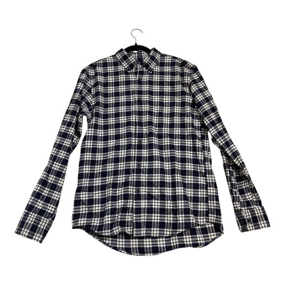 Uniqlo Men's Flannel Checked Long Sleeve Shirt Size Small Blue Plaid - Picture 2 of 8